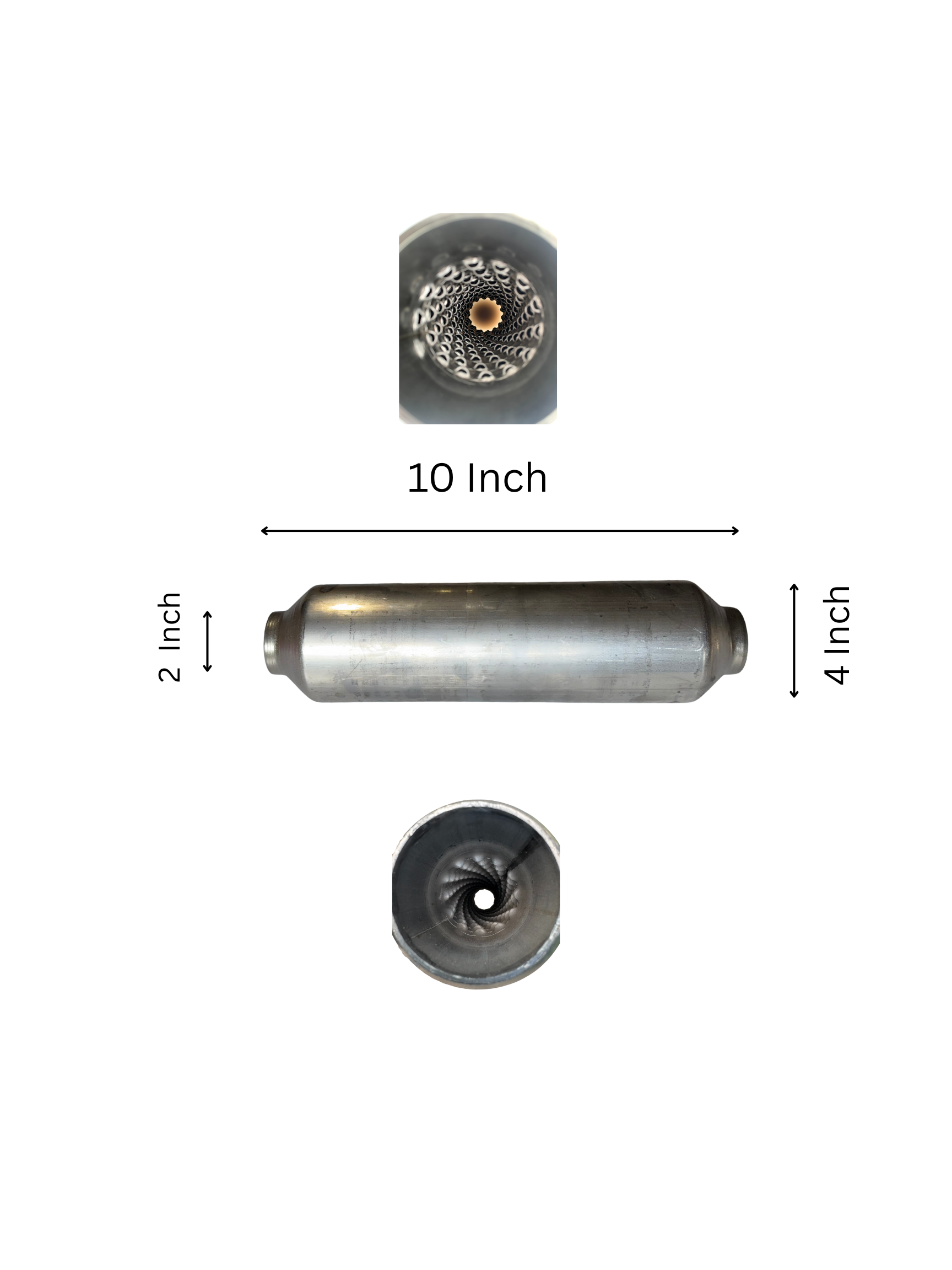 Sonic Boom Stainless Resonator  10 Inch Long 4 Inch Dia.