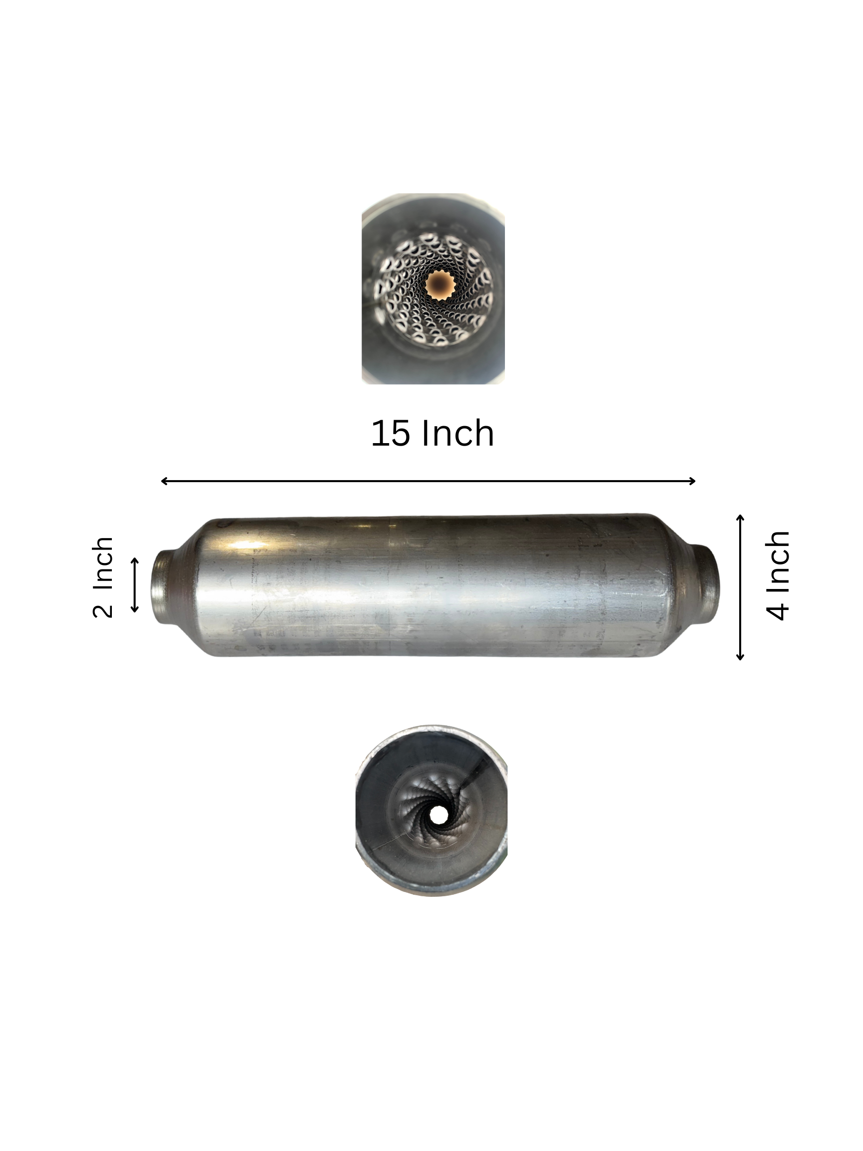 Sonic Boom Stainless Resonator  15 Inch Long 4 Inch Dia.