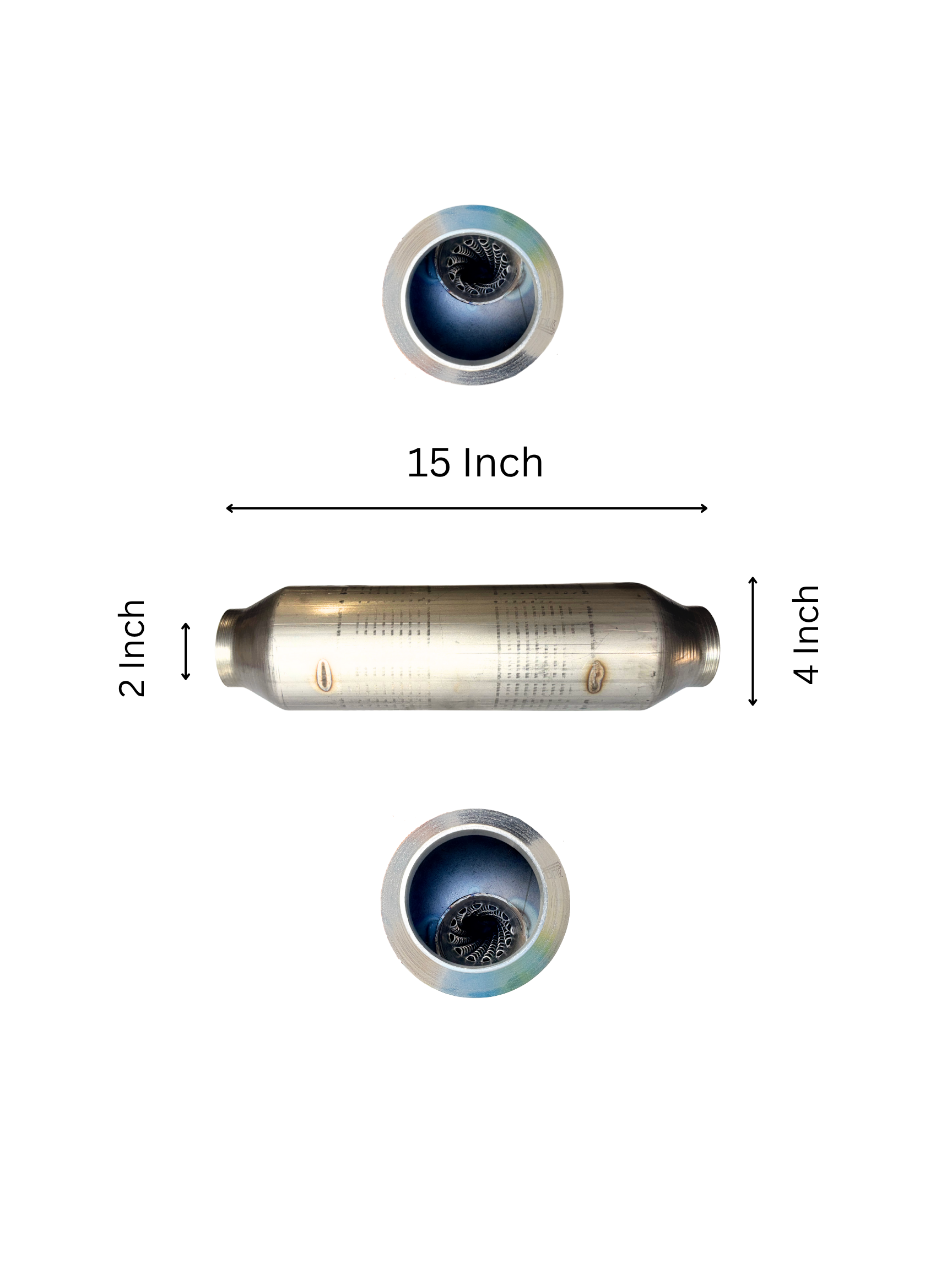 Sonic Boom Resonator Baffled Muffler Style 4" Body 15 Inch Long - Stainless