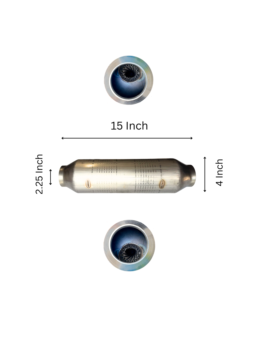 Sonic Boom Resonator Baffled Muffler Style 4" Body 15 Inch Long - Stainless