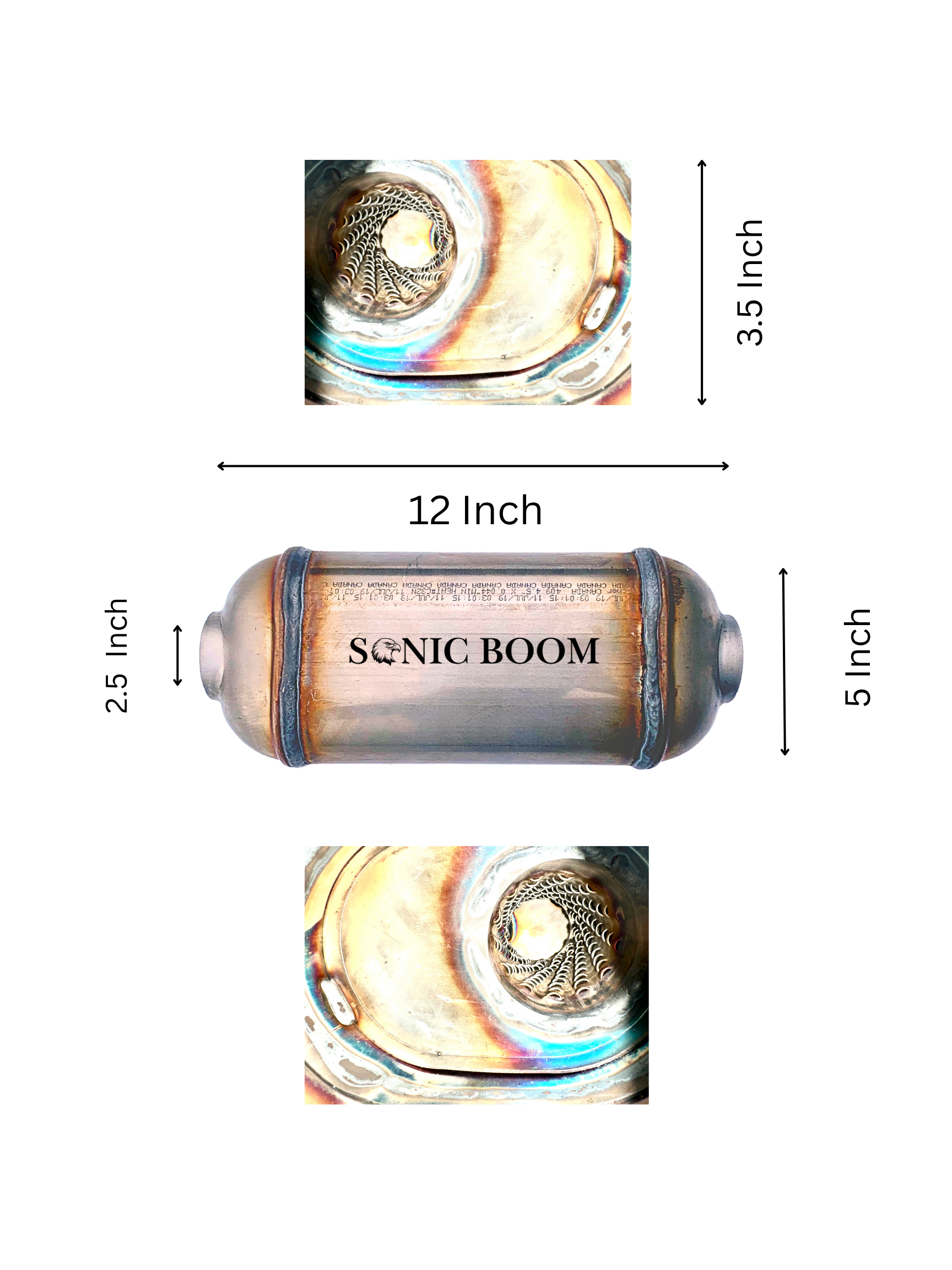 Sonic Boom Compact Performance Muffler Loud, Clean, Powerful - 12 Inch Long