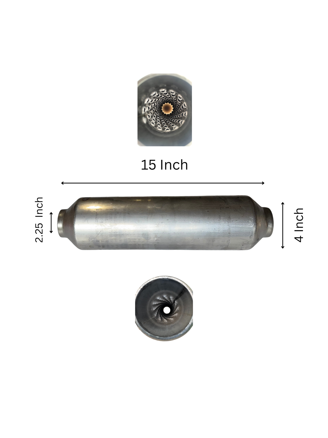 Sonic Boom Stainless Resonator  15 Inch Long 4 Inch Dia.