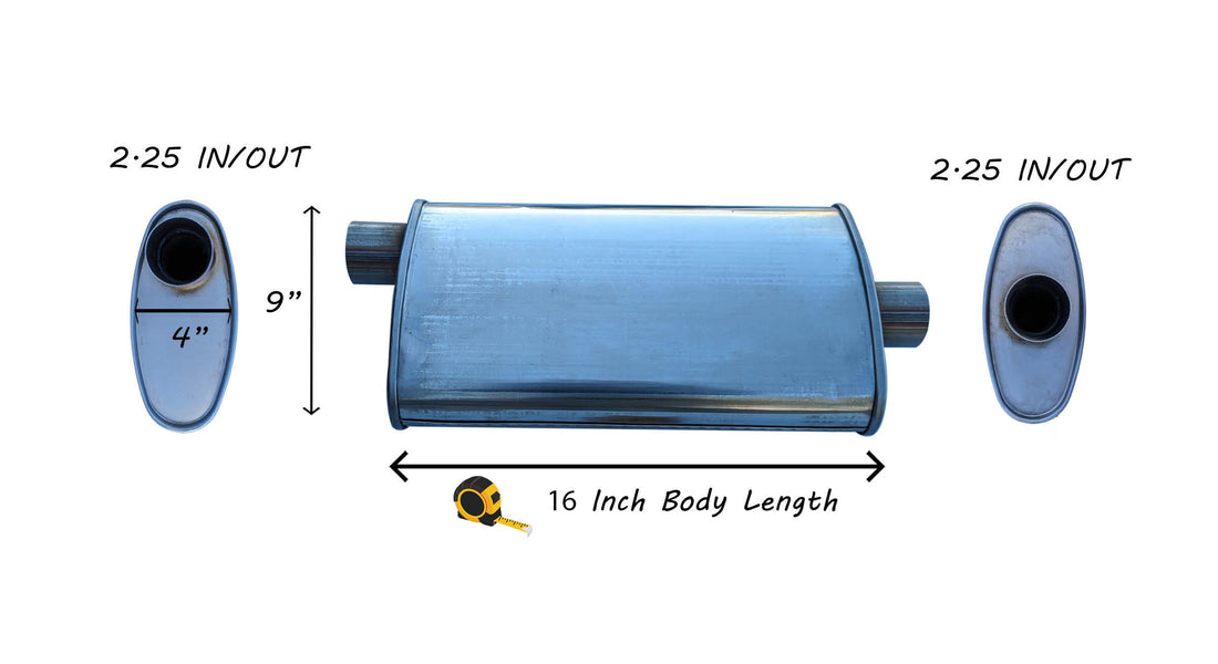 EXHAUST AUTO UNIVERSAL MUFFLER  2.25" I/O - OFFSET/CENTER 20 Inch Long- 409 STAINLESS image 1