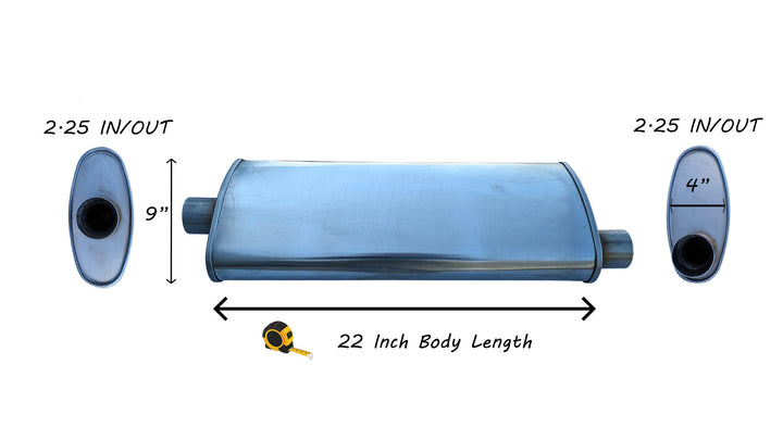 EXHAUST AUTO UNIVERSAL MUFFLER  2.25" I/O - OFFSET/CENTER 26 Inch Long- 409 STAINLESS image 1