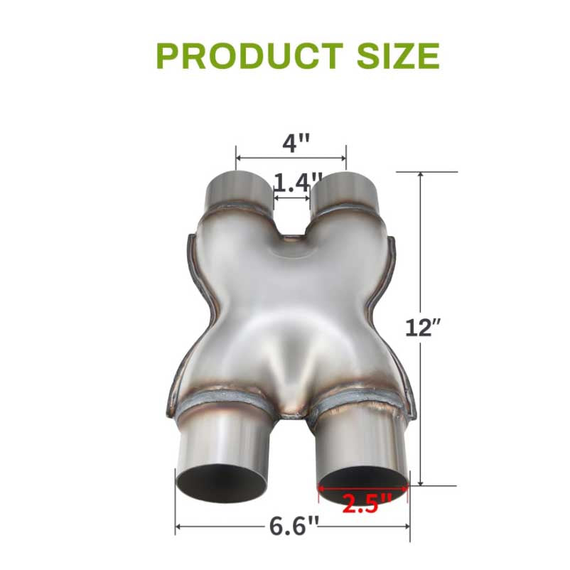Stainless Steel Car X-PIPE 2'' 2.25'' 2.5'' 3'' In/Out Car Exhaust System X Pipe image 1