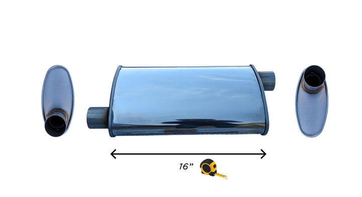 EXHAUST AUTO UNIVERSAL MUFFLER  2.25" I/O - OFFSET/OFFSET 20 Inch Long- 409 STAINLESS image 1