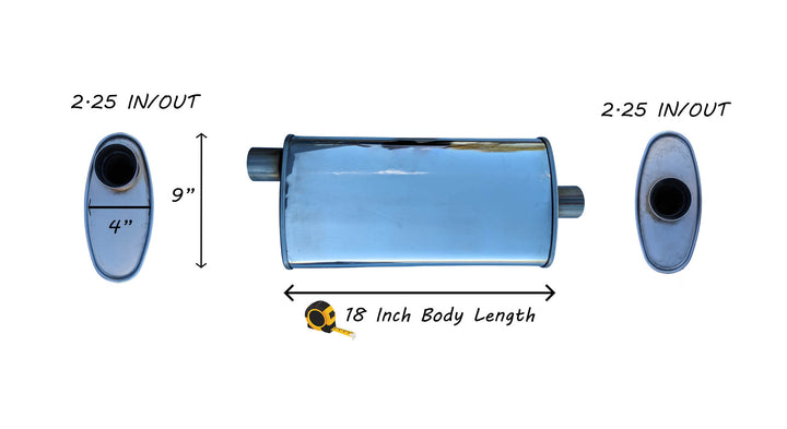 Universal Exhaust Muffler  2.25" I/O - Offset/Center 22 Inch Long 409 Stainless image 1
