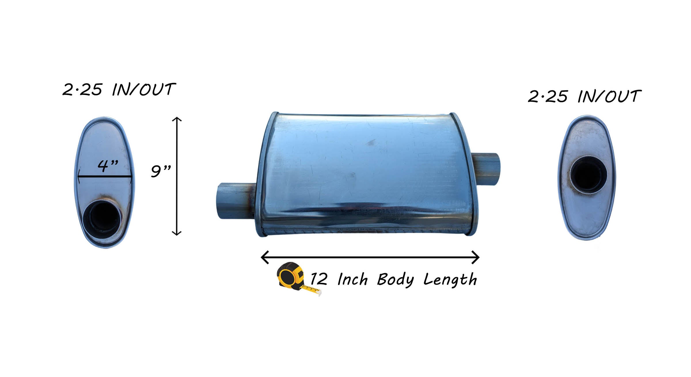 EXHAUST AUTO UNIVERSAL MUFFLER  2" I/O - OFFSET/CENTER -16 Inch Long- 409 STAINLESS image 1